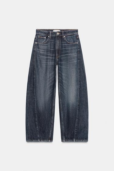 TRF BAGGY BARREL MID-WAIST JEANS - Navy blue by Zara