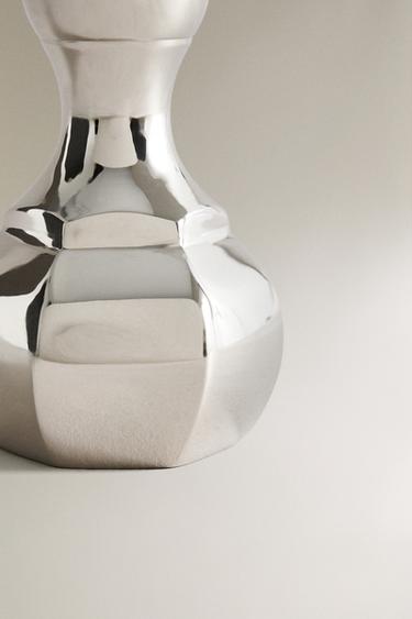 SMALL GEOMETRIC BRASS VASE - Silver by Zara - Image 3