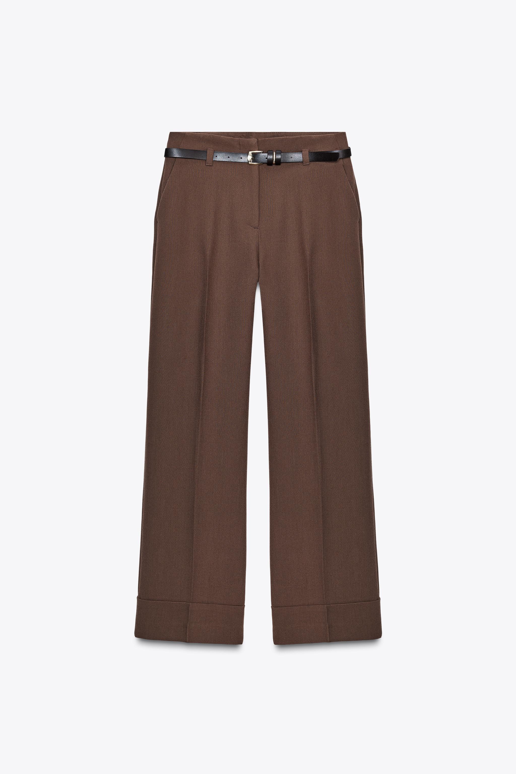 ZARA ザラ　ベルト付きロールアップヘムパンツ　新品、未使用 ベルト付きロールアップヘムパンツ - ブラック | ZARA Japan / 日本