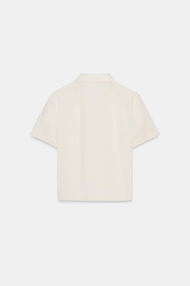 POPLIN SHIRT WITH STUDDED RUFFLES - Ecru by Zara - Image 4