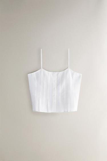 COTTON TOP WITH SEAMS - White by Zara - Image 0
