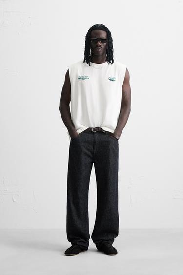 T-SHIRT TANK ESTAMPADOS LAVADOS - Branco-marfim da Zara
