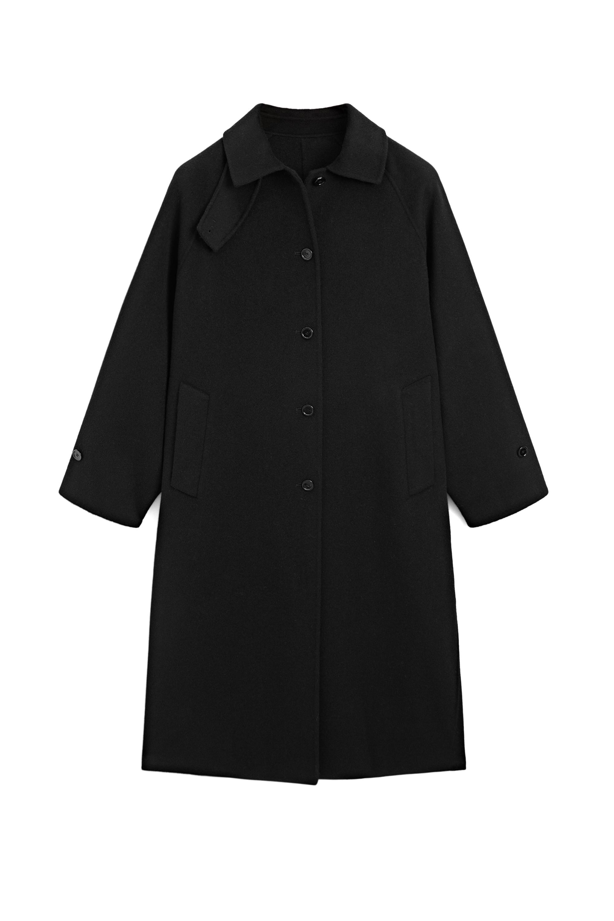Long oversized wool and cashmere blend coat - Black | ZARA United