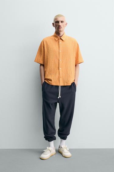 CAMISA RELAXED FIT ESTRUCTURA CUADROS - Naranjas de Zara - Imagen 0