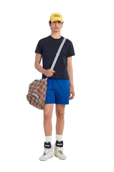Zara CROPPED SLIM FIT T-SHIRT - Navy blue - Image 0