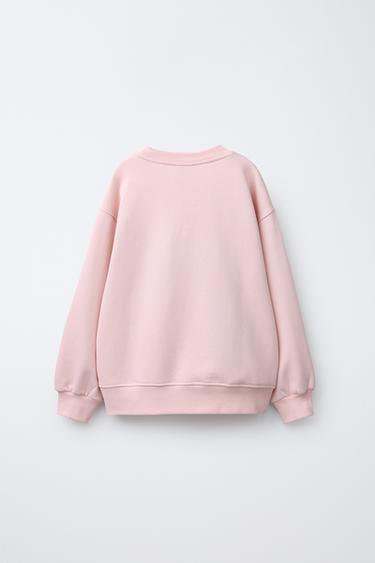 RAISED FLORAL SWEATSHIRT - Pink by Zara - Image 1