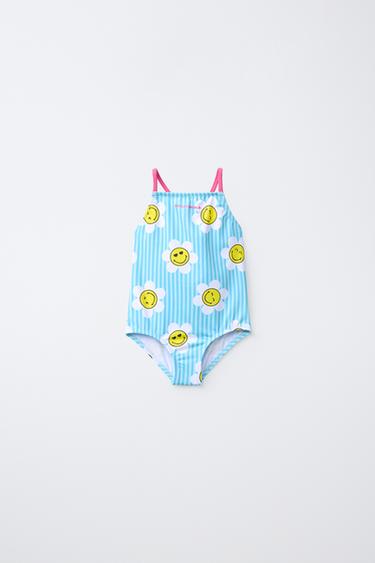 2-6 AÑOS/ BAÑADOR RAYAS SMILEYWORLD ® - Turquesa de Zara