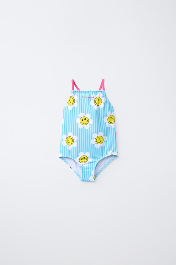2-6 YEARS/ STRIPED SMILEYWORLD ® SWIMSUIT - Turquoise de Zara - Imagen 0