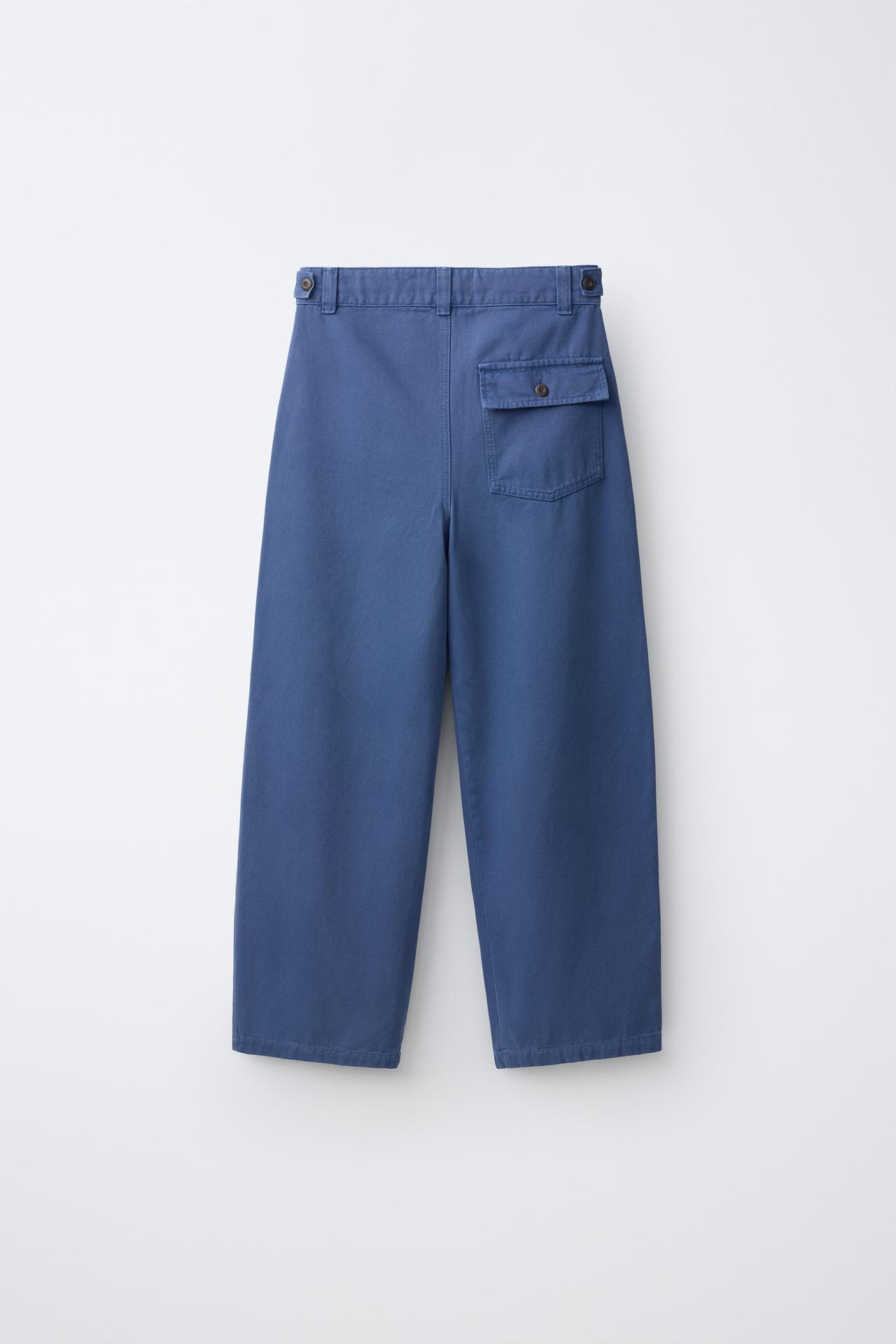 DISTRESSED WIDE-LEG PANTS — Blue