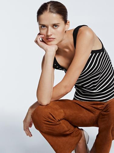 Zara Stripe print vest top - Black