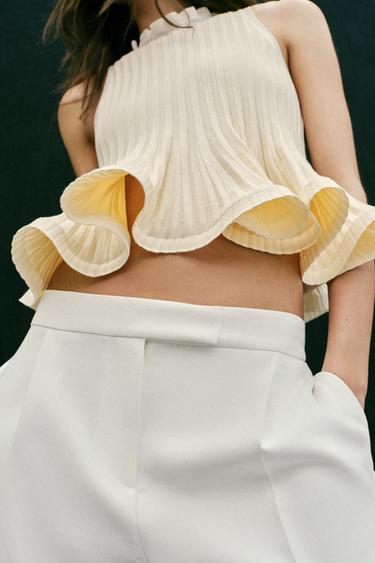 TOP CÔTELÉ EN MAILLE PÉPLUM - Écru de Zara - Image 2