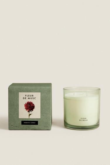 (400 G) FLEUR DE MUSC SCENTED CANDLE - Mid-yellow by Zara