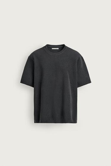 CHENILLE TEXTURED T-SHIRT - Grey by Zara