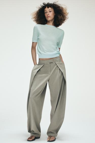PLEATED BARREL TROUSERS - Greenish by Zara - Image 0