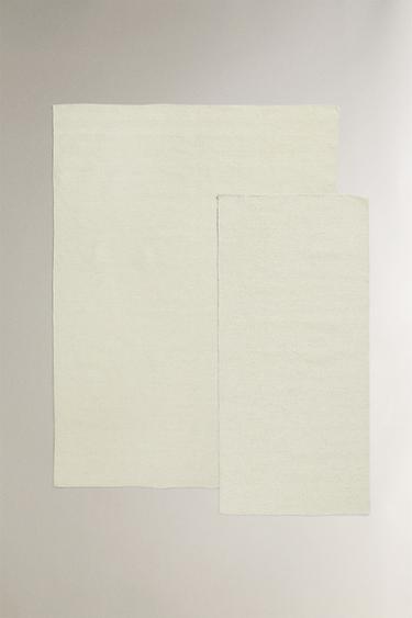 HERRINGBONE WOOL RUG - White by Zara