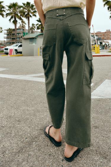 MID-WAIST CARGO TROUSERS - Khaki by Zara