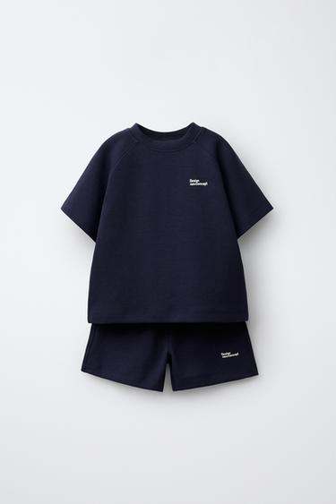 INTERLOCK T-SHIRT AND BERMUDA SHORTS JOGGING SET - Navy blue by Zara