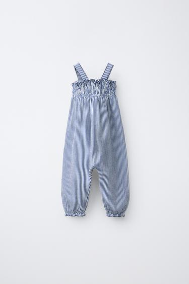 SALOPETTE LONGUE NID D'ABEILLE RAYURES - Bleu roi de Zara - Image 1