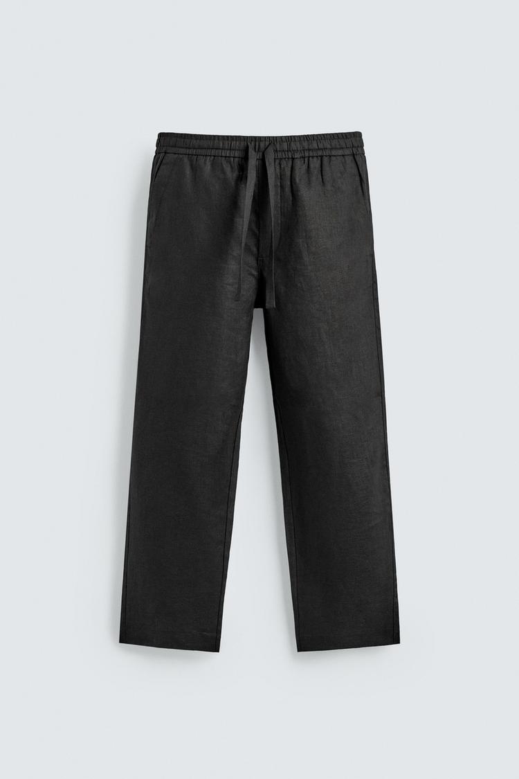 ZARA 100% LINEN RELAXED FIT TROUSERS