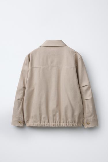 LINEN BLEND BOMBER JACKET - Ecru by Zara - Image 1