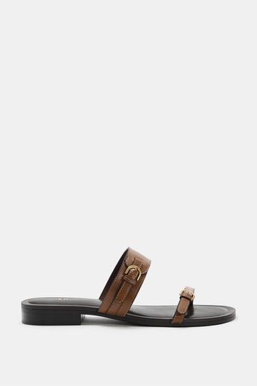 Zara 帶扣細節涼鞋 - 棕色