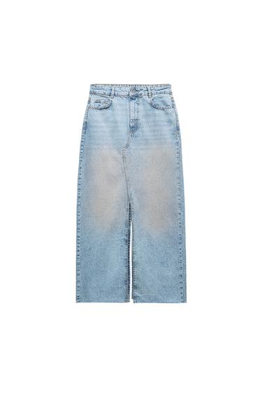 Z1975 PINK FADED DENIM SKIRT WITH SLIT