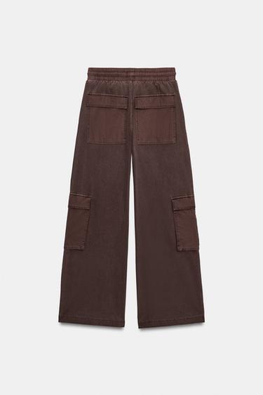 PANTALON CARGO EFFET DÉLAVÉ - Marron de Zara - Image 5