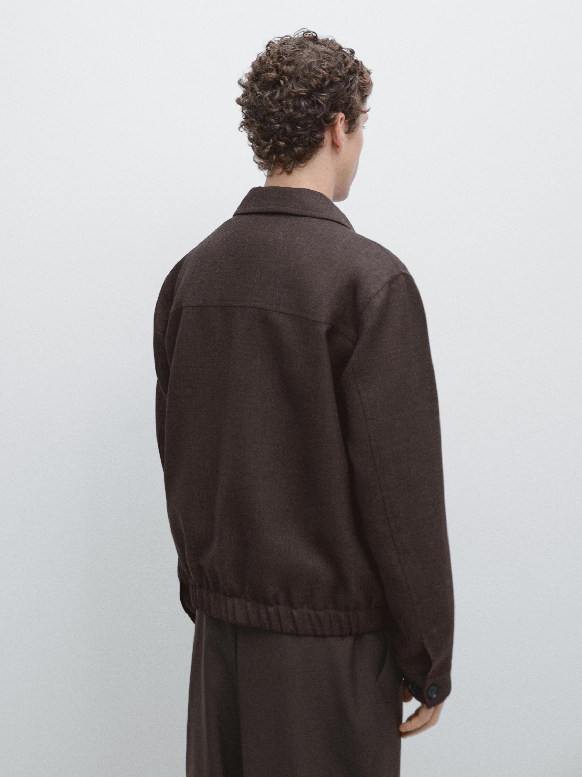 Blouson bomber en laine avec fermeture Éclair