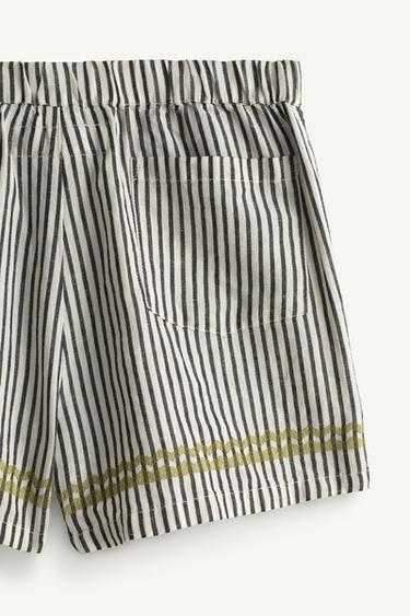 CONTRAST EMBROIDERED STRIPED BERMUDA SHORTS LIMITED EDITION - Black / White by Zara - Image 8