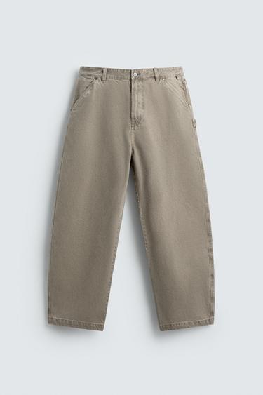 БРЮКИ BALLOON FIT С ЭФФЕКТОМ ПОТЕРТОСТИ — СВЕТЛО-ПЕСОЧНЫЙ от Zara