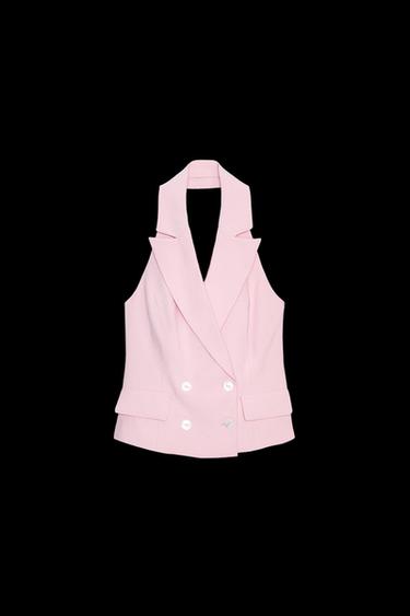 NECKHOLDER-WESTE IN WICKELOPTIK - Pastellrosa von Zara