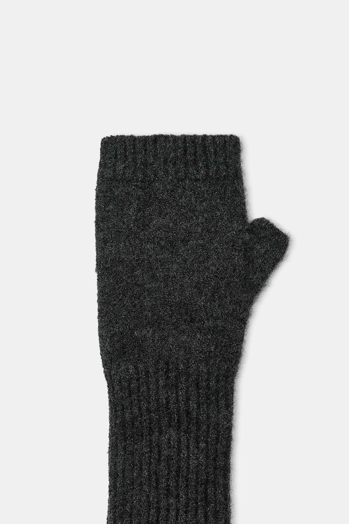 Женские перчатки Zara Long Knit Mittens, цвет: Антрацитовый серый — фото 3