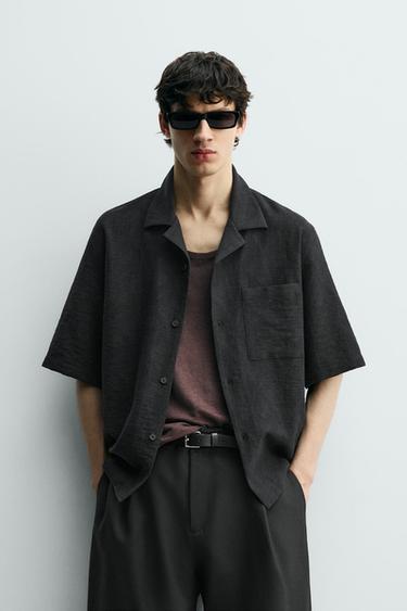 CAMISA RELAXED FIT JACQUARD - Negro de Zara