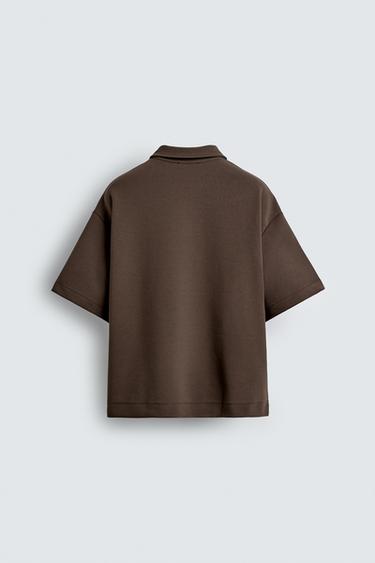 QUARTER ZIP POLO SHIRT - Chocolate by Zara - Image 7