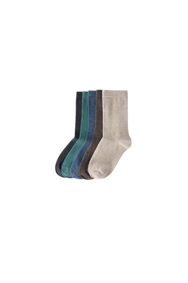 PACK CINCO CALCETINES LARGOS LISOS - Multicolor de Zara