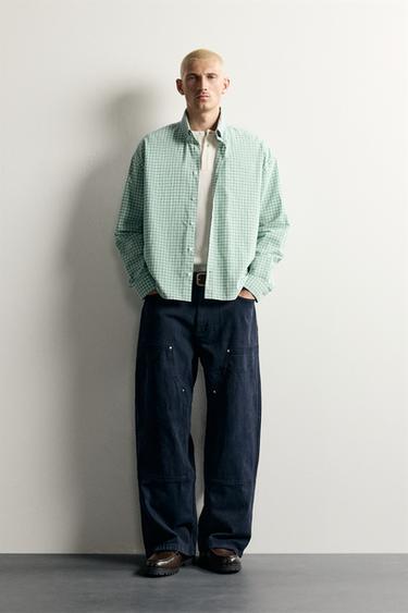 CAMISA RELAXED FIT CUADROS - Verde de Zara - Imagen 0