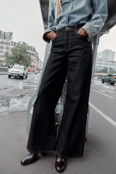 Zara Z1975 HIGH WAIST WIDE LEG JEANS - Black
