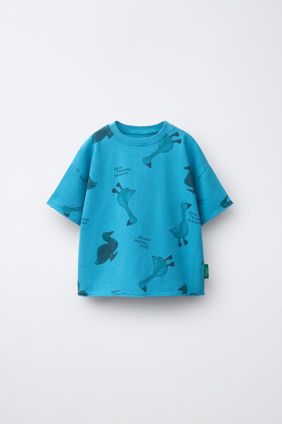 CAMISETA ESTAMPADA PATOS - Azul medio de Zara - Imagen 0
