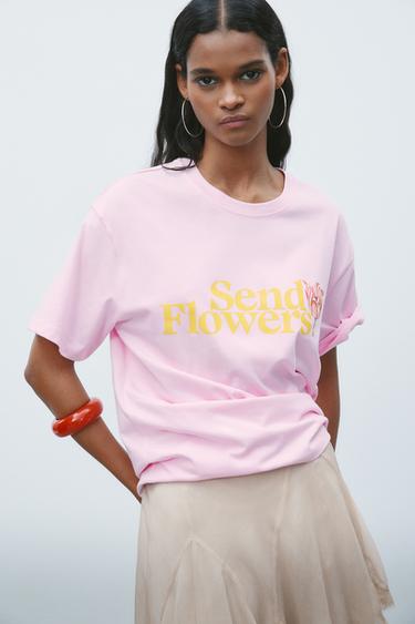 Zara EMANUEL SWEERT FLORAL PRINT T-SHIRT - Pink