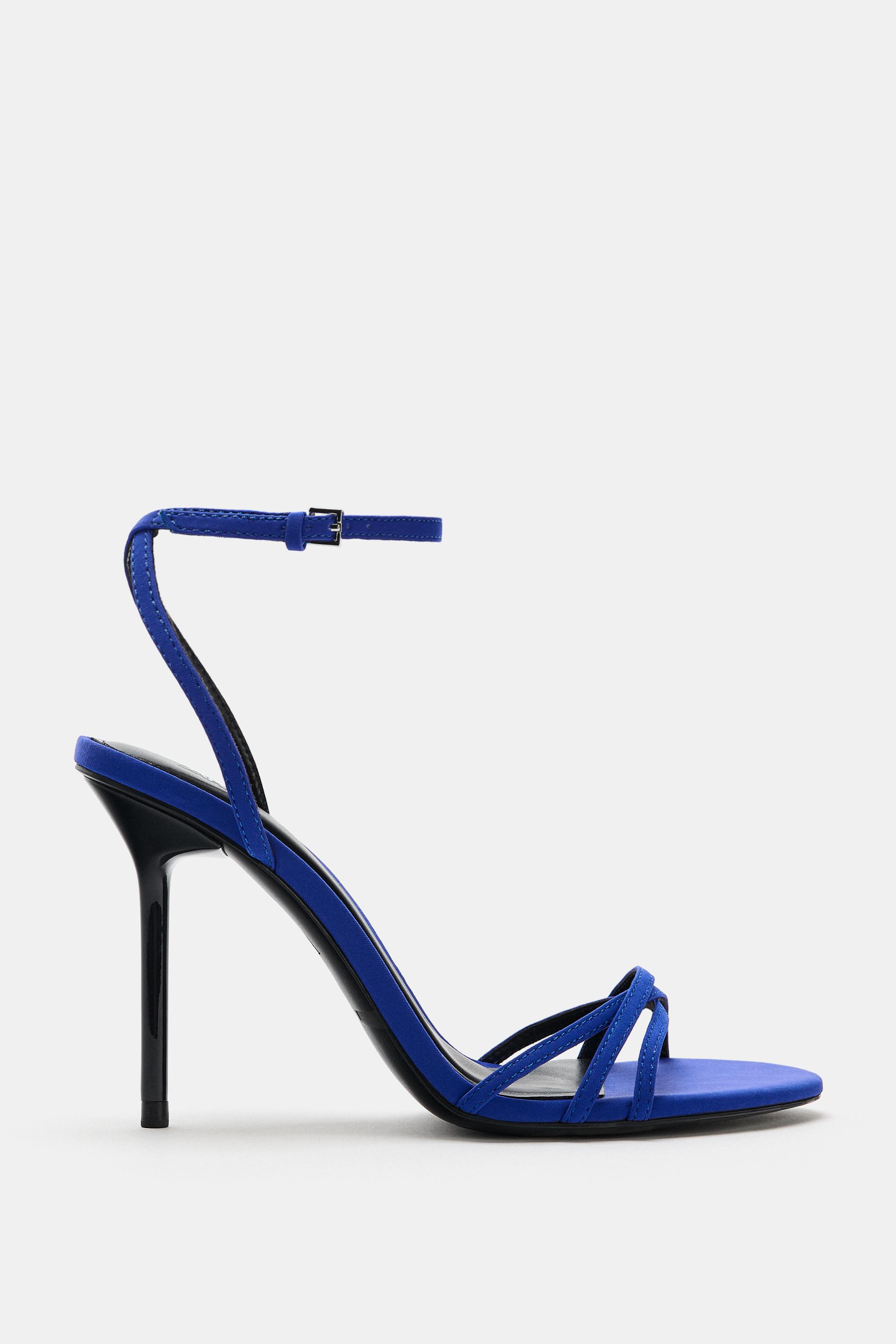 CRISS-CROSS STRAP HEELED SANDALS - Bluish | ZARA United States