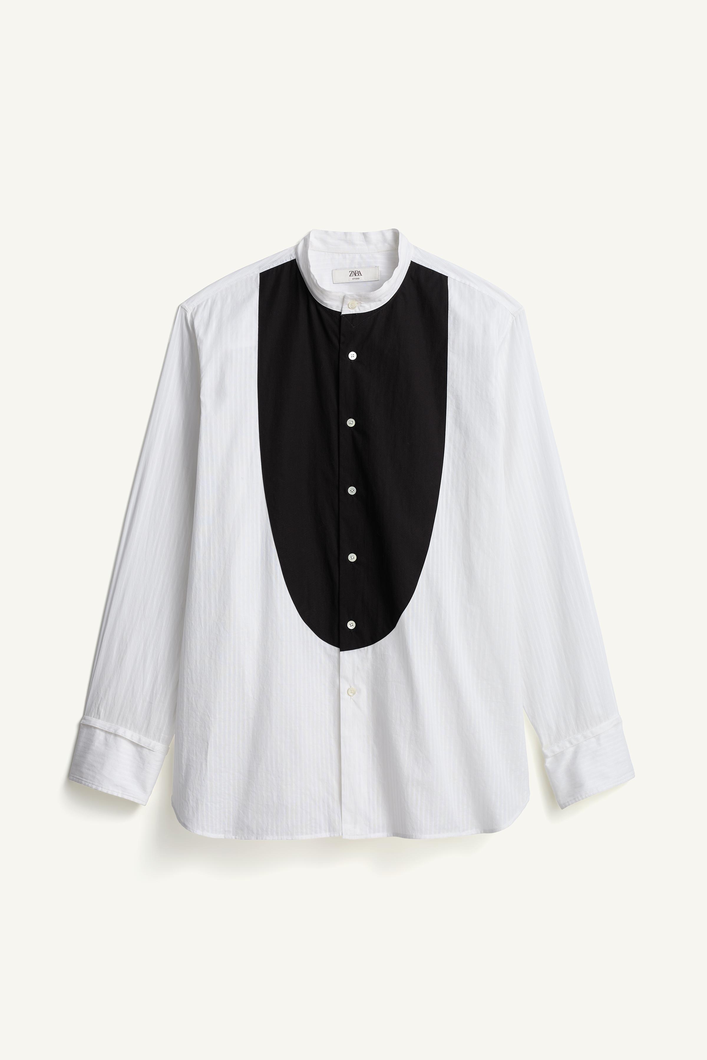 CHEMISE RELAXED FIT PLASTRON CONTRASTE