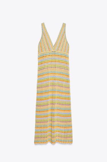 ROBE LONGUE EN MAILLE CROCHET - Multicolore de Zara - Image 5