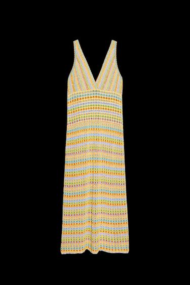 LONG CROCHET KNIT DRESS - Multicoloured by Zara