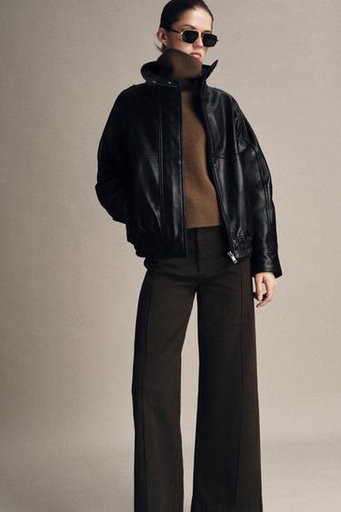 JERSEY 95% LANA CUELLO SUBIDO - Marrón claro de Zara