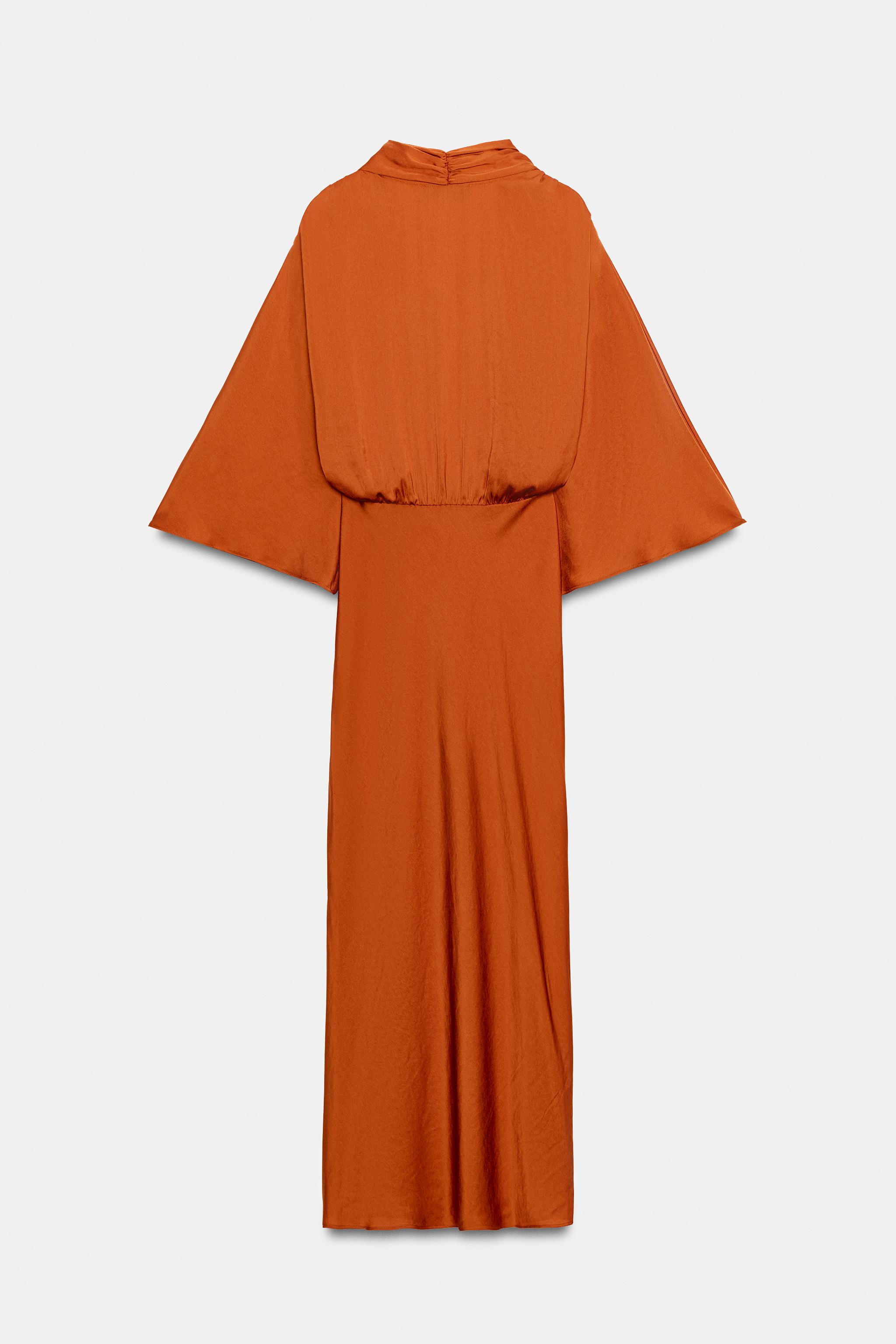 ROBE MI-LONGUE SATINÉE EFFET FOULARD