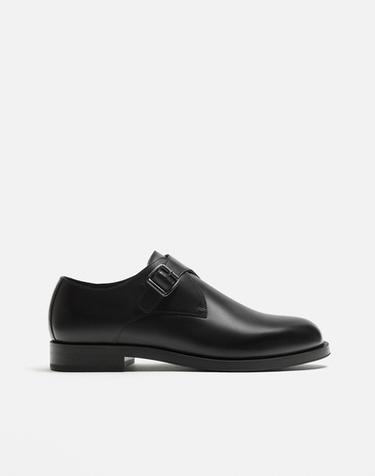 SAPATO PELE FIVELA - Preto da Zara