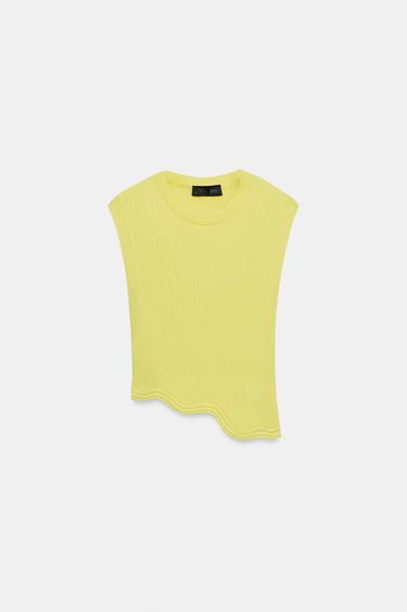 ASYMMETRIC RIB KNIT TOP - Lime by Zara - Image 5