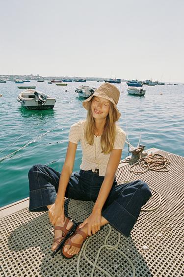 PANTALÓN BOOTCUT NERVIO - Azul de Zara