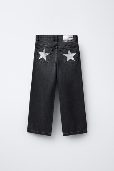 JEAN LARGE À ÉTOILES - Noir de Zara - Image 1