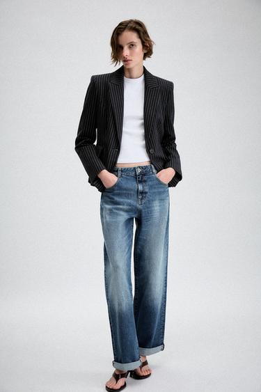 BLAZER PEPLUM LISTRA DIPLOMÁTICA - Azuis-marinhos / Crus da Zara